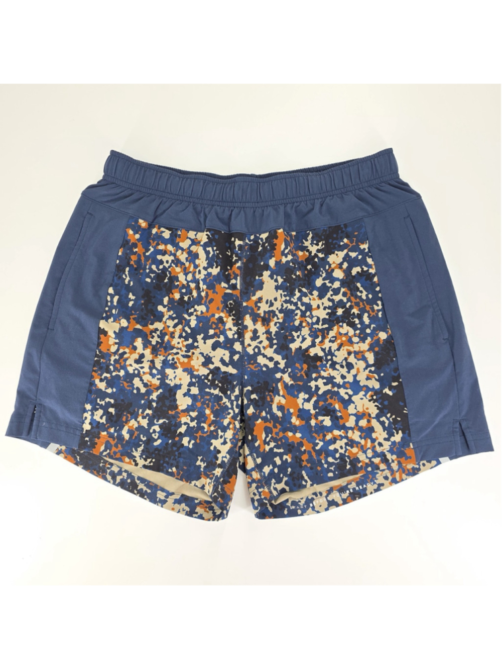Fourlaps Bolt Shorts Mens M Lined Running Training Navy Orange Print